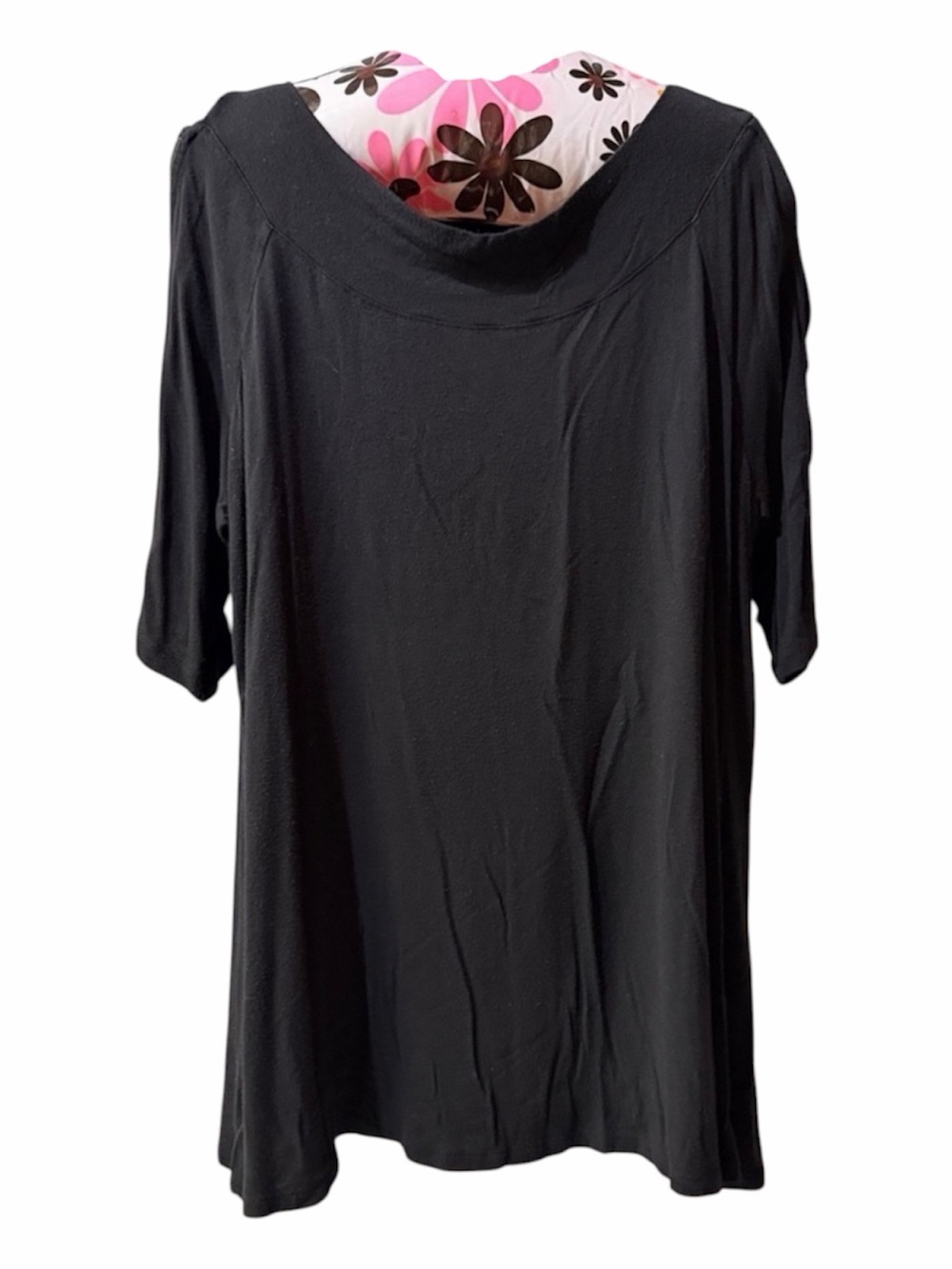 Women’s 3/4 Open Sleeve Black Scoop Neck Top